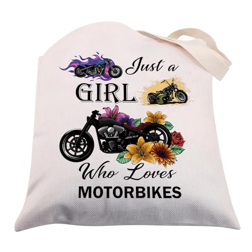 CMNIM Motorrad Geschenke für Sie Just a Girl Who Loves Motorcycles Make-up Tasche Motorrad Biker Mädchen Frau Reiter Geschenke, Mädchen Motorräder Tragetasche, Tragetasche von CMNIM