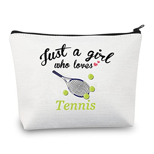 CMNIM Tennis-Make-up-Tasche für Mädchen, Tennisspieler, Geschenke nur ein Mädchen, das Tennisschläger liebt, Kosmetiktaschen, Just a Girl Who Loves Tennis Make-up-Tasche, Make-up-Tasche von CMNIM