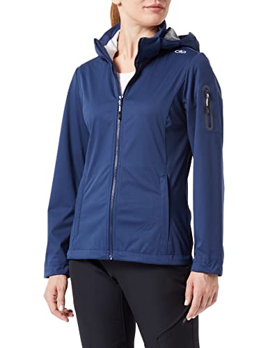 CMP - Leichte Softshelljacke für Damen mit abnehmbarer Kapuze, Blaues Eis, D34 von CMP