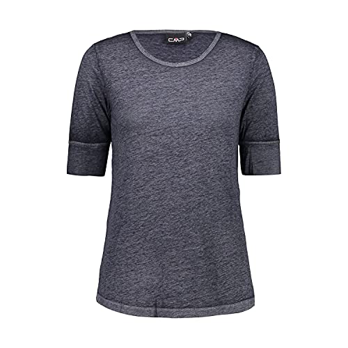 CMP Damen Maglia Sportswear a mezze Maniche in Cotone Burn Out Jersey T-Shirt, Marineblau, 48 von CMP