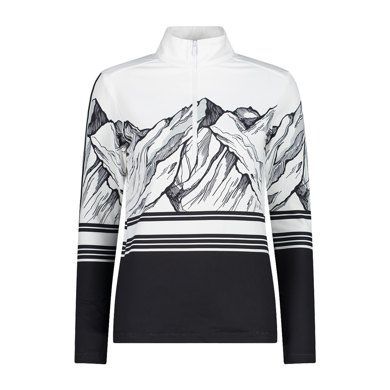 CMP Damen Skishirt Half-Zip Print black/white/ice von CMP