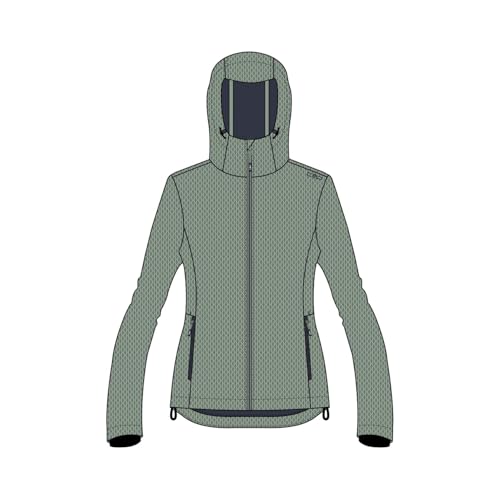 CMP Damen Giacca Da Donna In Softshell Con Cappuccio Fisso Jacke, Mineral, 36 EU von CMP