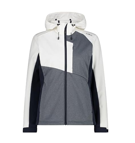 CMP - Damen Softshelljacke mit fester Kapuze Melange, B. Blue-Bianco, 44 von CMP