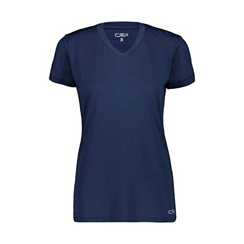 CMP Damen T-Shirt Striped Mesh Super Elasticizzata, blau, D46 von CMP