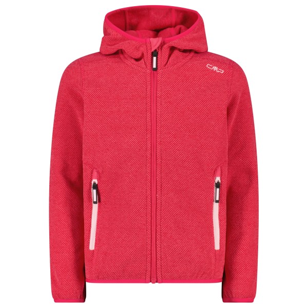 CMP - Girl's Jacket Fix Hood Jacquard Knitted 3H19825 - Fleecejacke Gr 140 rot von CMP