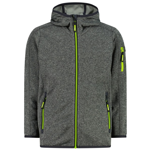CMP - Kid's Jacket Fix Hood Knitted + Mesh - Fleecejacke Gr 104 grau von CMP