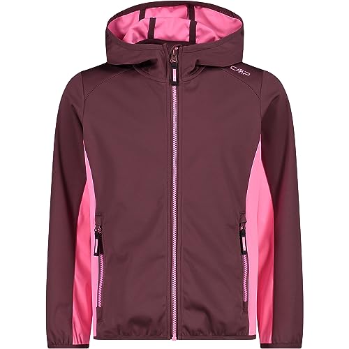 CMP Unisex Kinder Leichte Softshelljacke für Kinder mit Fester Kapuze Jacke Kokon-Mantel, Pflaumenrosa Fluo, 164 von CMP