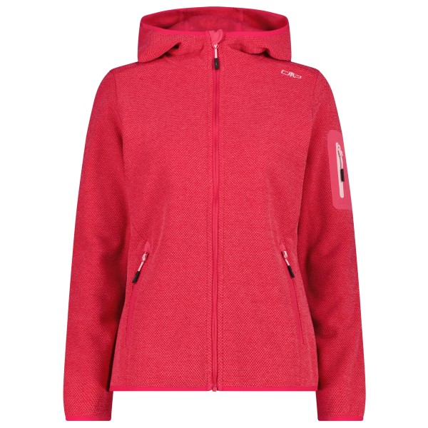 CMP - Women's Jacket Fix Hood Jacquard Knitted 3H19826 - Fleecejacke Gr 48 rot von CMP