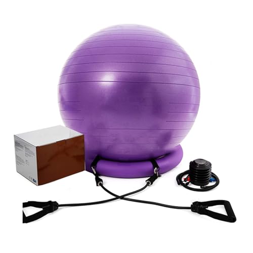 Sitzball Balance-Ballstuhl mit Verstellbarem Band und Stabiler Basis, Heim-Yoga-Stuhl zum Trainieren/Gesundheit Verbessern, Sitz für Schwangerschafts-Geburtsbälle (Color : Purple, Size : Diameter 5 von CMYUN