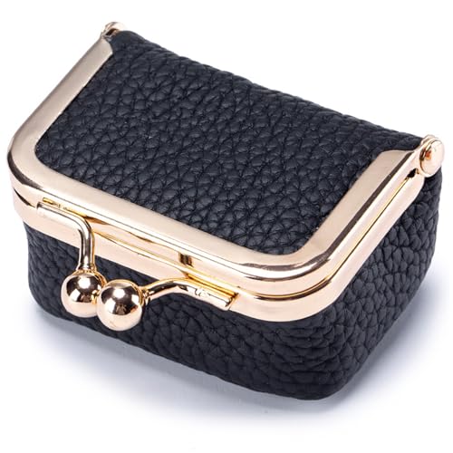 CNAFGBGG 1pc Leder Schmuckschatulle 2.95x2.17x1.38in Vintage-inspiriertes kleines Münzgrundstück mit KISS Lock Portable MINI Travel Schmuckkoffer Organisator. von CNAFGBGG