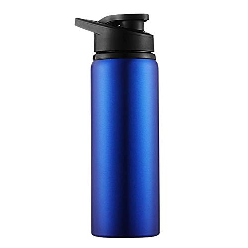 700ml Fahrrad Wasserflasche Tragbare Edelstahl gerade Trinken Im Freien Sport Reise Wasserkocher Metall Wasserflasche Trinkflasche (Color : Blue) von CNRTSO