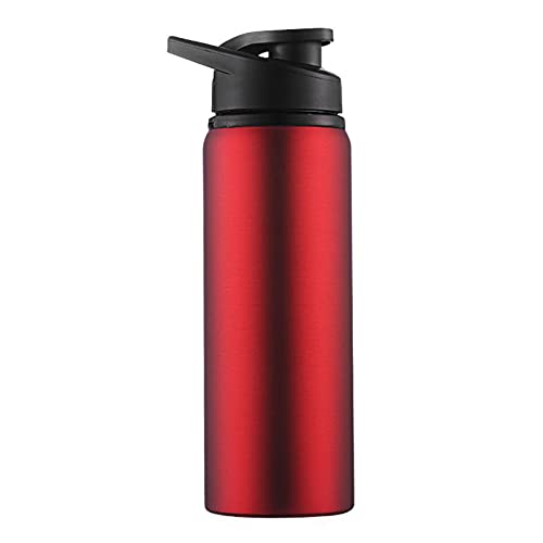 700ml Fahrrad Wasserflasche Tragbare Edelstahl gerade Trinken Im Freien Sport Reise Wasserkocher Metall Wasserflasche Trinkflasche (Color : Red) von CNRTSO
