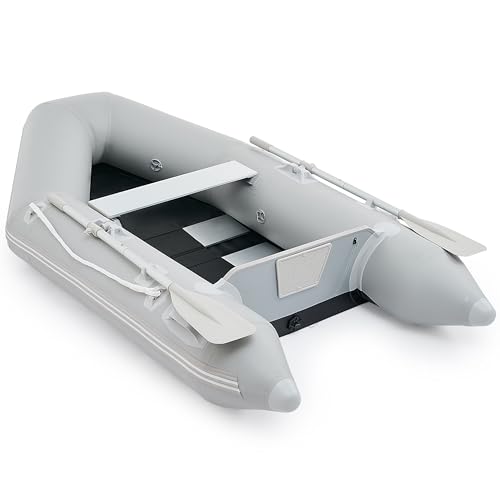 CO-Z 2,3M Schlauchboot 2 Personen Aufblasbares Boot 230x130x33cm Sportboot mit 2 Paddel und Luftpumpe Grau Paddelboot Ruderboot Schlauchboot Angeln mit Sitzbank Aluboden von CO-Z