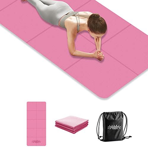 COANSEN Yoga Matte 183x80x0.6cm Gymnastikmatte für Fitness reise Yogamatte faltbar,rutschfest aus TPE,Übungsmatte Sportmatte für Reise,Yoga,Pilates(Rosa) von COANSEN