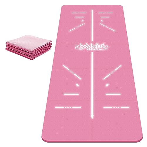 COANSEN Yogamatte,Gymnastikmatte Faltbar 183x80x0.6cm rutschfest aus TPE,für Zuhause oder Outdoor-Fitnessmatte,Trainingsmatte,Turnmatte(Rosa) von COANSEN
