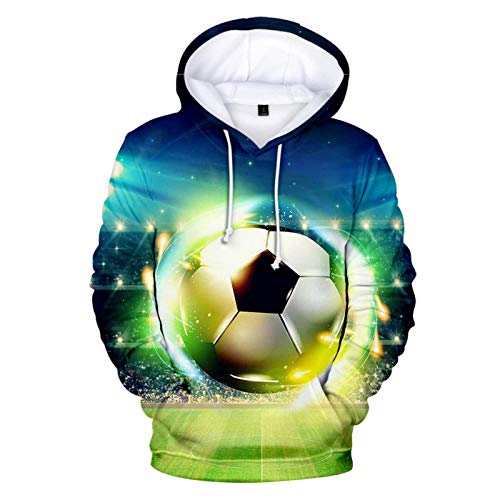 COAOBO Kinder Hoodie 3D Druck，3D-Fußballmode-Sweatshirt, Personalisierter Pullover Für Männer Und Frauen, Bedruckter Kinder-Hoodie Für Kinder, -140 cm von COAOBO