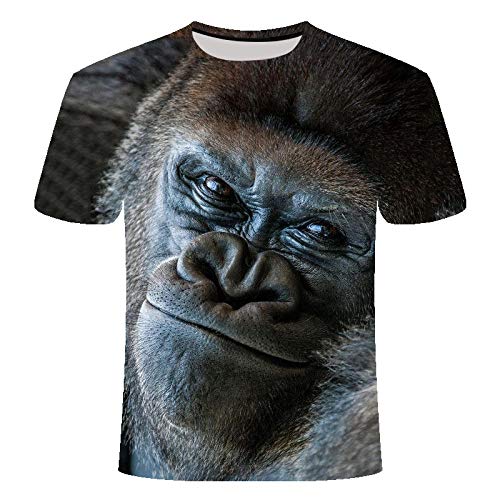 COAOBO T-Shirts Nettes Tier-Orang-Utan-Muster Sommer-3D-Druck-T-Shirts Neuheit Kurzarm-T-Shirt für Männer Frauen-5XL von COAOBO