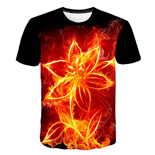 COAOBO Unisex 3D Black Flame Pflanze Blumenmuster Sommer 3D Print T-Shirts Neuheit Kurzarm T-Shirt für Männer Frauen-L von COAOBO