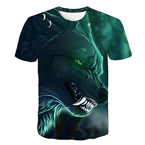 COAOBO Unisex 3D Grau Tier Wolf Muster T-Shirt Sommer personalisierte lässige Kurzarm T-Shirts Tops-L von COAOBO