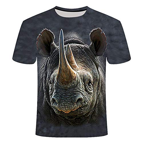 COAOBO Unisex 3D Tier Nashorn Muster Sommer 3D Print T-Shirts Neuheit Kurzarm T-Shirt für Männer Frauen-L von COAOBO