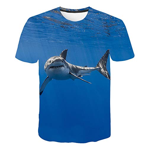 COAOBO Unisex 3D blau Tier Fisch Muster lustige gedruckte T-Shirt Herren Sommer Grafik Kurzarm T-Shirts Tops-L von COAOBO