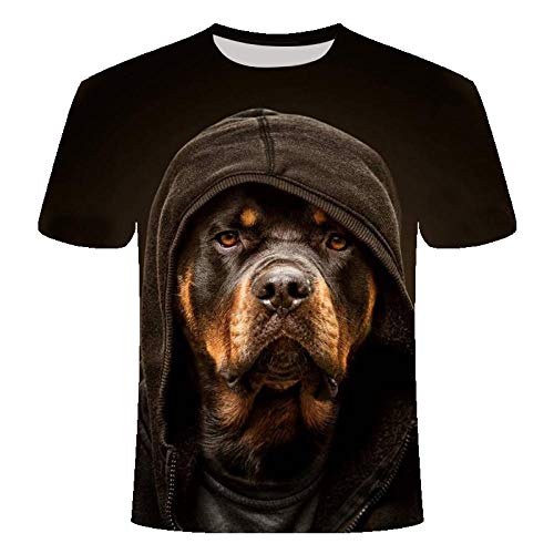 COAOBO Unisex T-Shirt Schwarzes Tier Hundemuster Sommer 3D-Druck T-Shirts Neuheit Kurzarm T-Shirt für Männer Frauen-L von COAOBO