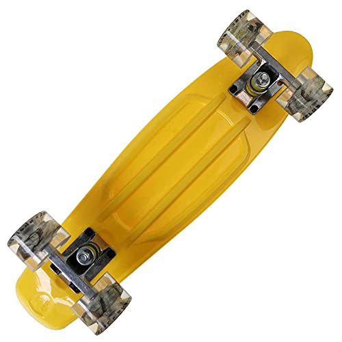 COCKE 22-Zoll-Skateboards Plastikdeck Kleine Fischbrett PU-Rad Skateboard für Kinder Jugendliche Anfänger,Gelb von COCKE