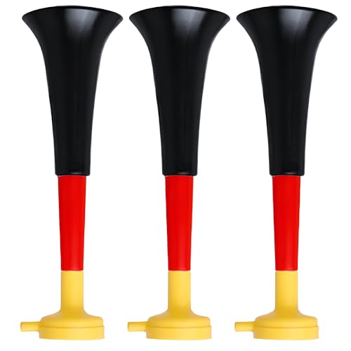 Pack x3 Kunststoff-Vuvuzela-Trompeten - Non-Toxic Fußball- und Sportparty-Zubehör, Lauter Luftschallhorn für Animationen (Vuvuzela Horn, Nationales Horn-3P-28CM) von COCOSY