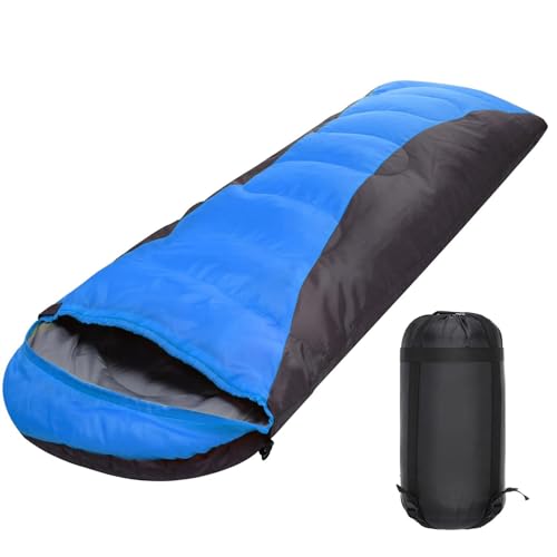 Doppelter Schlafsack für Erwachsene mit 2 Kissen, 2-Personen-Schlafsack für wasserdichte große Schlafsäcke für Familien, Camping, Rucksackreisen, Wandern im Freien (Color : Blue, Size : 1100g) von COCZOO