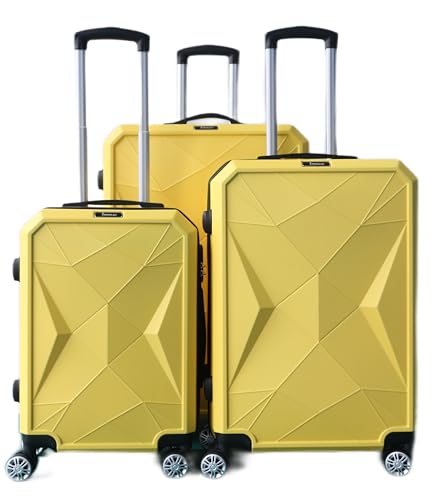 COFI 1453 Reisekoffer ABS-03 Koffer 3-teilig Hartschale Trolley Set Kofferset Handgepäck Gepäck Reisetasche Gelb von COFI 1453