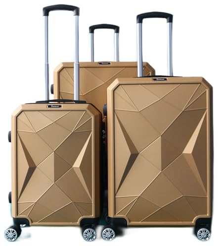 COFI 1453 Reisekoffer ABS-03 Koffer 3-teilig Hartschale Trolley Set Kofferset Handgepäck Gepäck Reisetasche Gold von COFI 1453