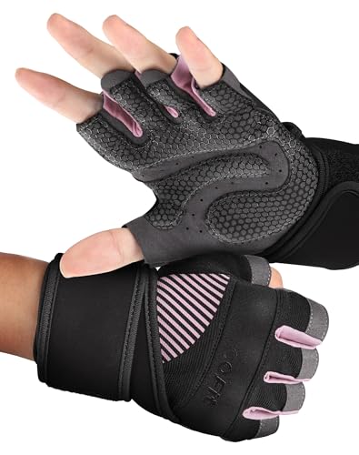 COFIT Fitness Handschuhe für Damen und Herren, Atmungsaktive Trainingshandschuhe rutschfeste Gewichtheben Handschuhe mit Handgelenk Unterstützung für Gym Übung, Krafttraining, Bodybuilding - Rosa L von COFIT