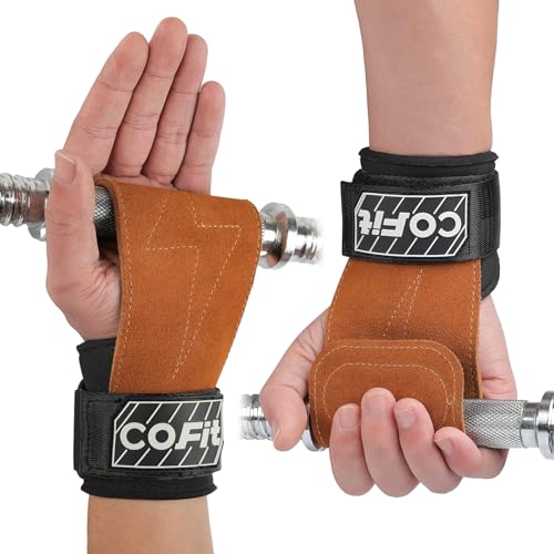 COFIT Handgelenkriemen für Gewichtheben, Workout Handgelenkbandagen mit Doppelschichtigem Oxford-Leder, Verbesserte Griffigkeit für Hand und Handgelenkschutz - Braun von COFIT