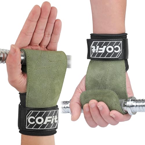 COFIT Handgelenkriemen für Gewichtheben, Workout Handgelenkbandagen mit Doppelschichtigem Oxford-Leder, Verbesserte Griffigkeit für Hand und Handgelenkschutz - Grün von COFIT