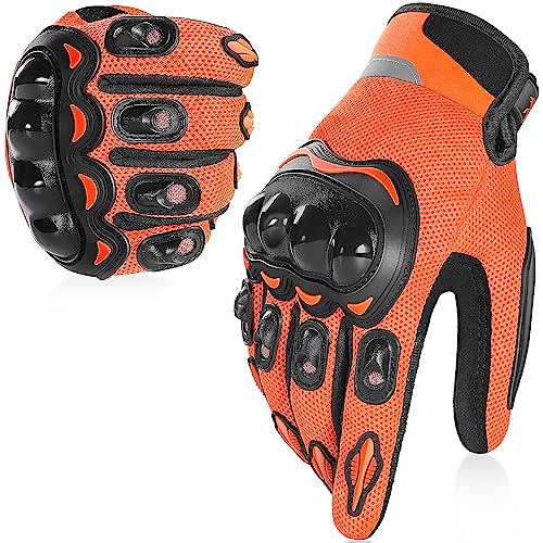 COFIT Motorradhandschuh für Damen und Herren, Atmungsaktive Mesh Motorradhandschuhe mit Hard Knuckle und Touchscreen für BMX, ATV, MTB-Fahren, Straßenrennen, Radfahren und Fahrrad Orange XL von COFIT