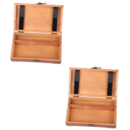 COHEALI 2 Stück Holz Federmäppchen Kiefernholz Aufbewahrungsbehälter Aufbewahrungsbehälter Praktischer Schreibwaren Koffer Schreibwaren Halter Behälter Praktischer von COHEALI