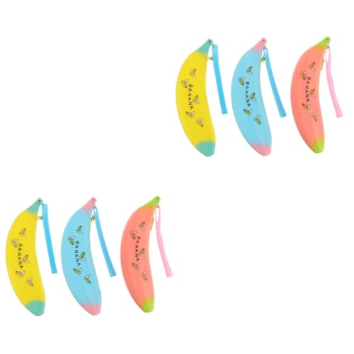 COHEALI 6 STK Niedliche Buchstaben Bananen Feder mäppchen chinesischer Bürstenaufhänger Federmäppchen für Mädchen schreibwaren Organizer Bananenform Stiftetasche kreative stifttasche Obst von COHEALI