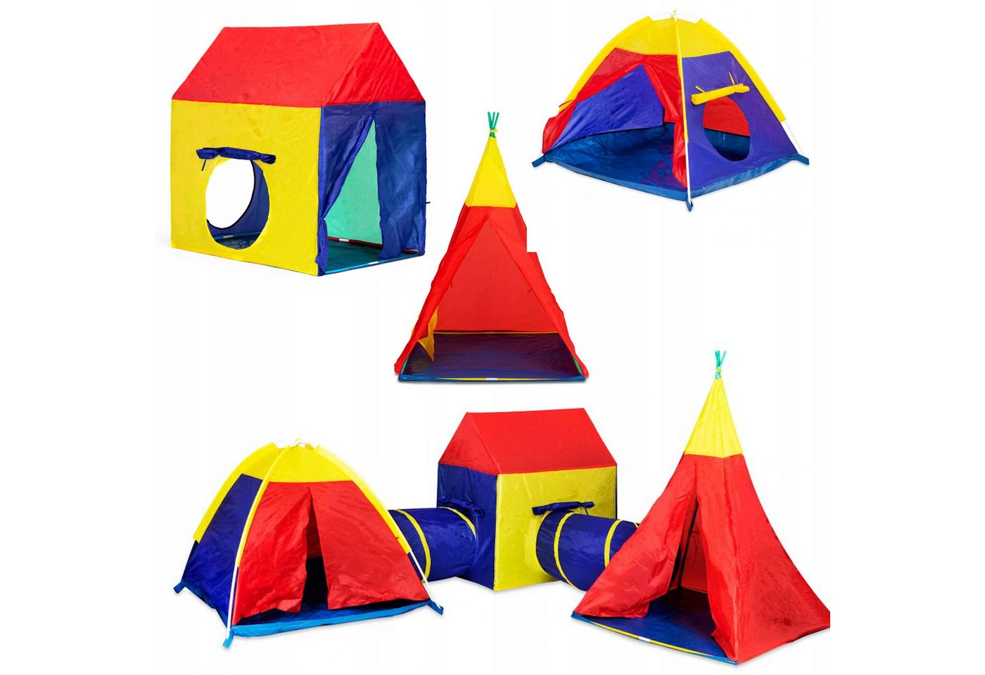 COIL Spielzelt Kinderspielzelt, Kinderzelt, Zelt für Kinder, Zelt, (5-tlg) Krabbeltunnel, Tipi, Teilhaus, Spielhaus, für Kinder ab 3 Jahren von COIL