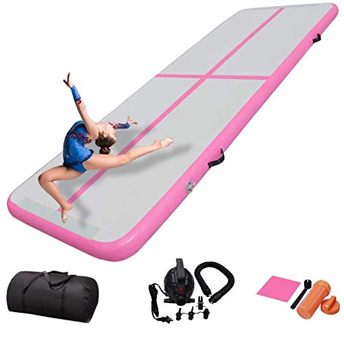 COLCYSE Aufblasbare Gymnastikmatte für Zuhause, Training, Cheerleading, Yoga, Wasserspaß, 3 x 1 x 0,1 m, pink von COLCYSE