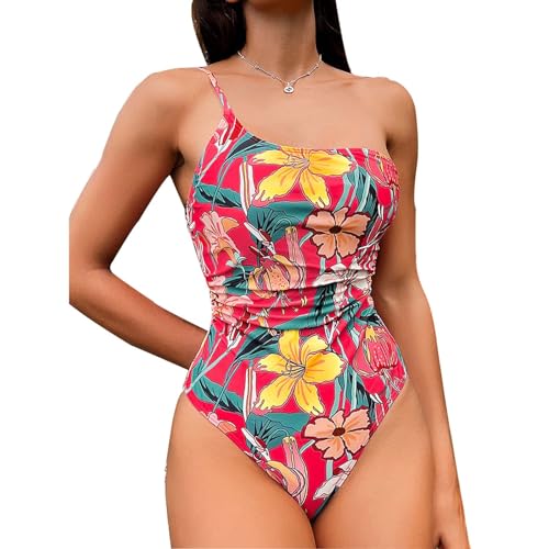 COLseller Einteiliger Badeanzug für Frauen Bauchkontrolle Badeanzug Push Up Vintage Bademode,Pink,M von COLseller