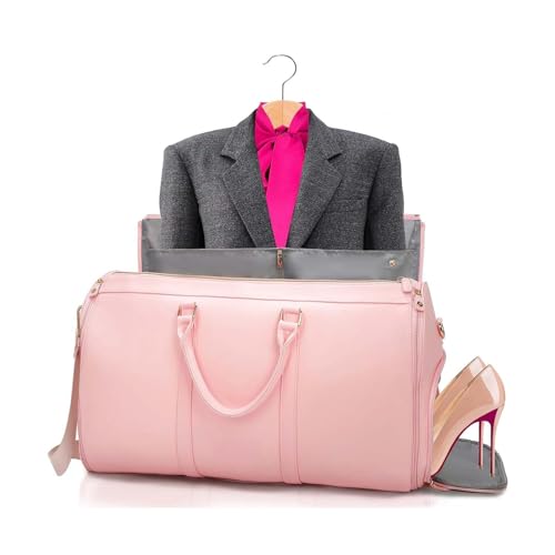 COLseller Faltbare Reisetasche Damen Herren Übernachtungstasche Reisetasche Damen Herren mit Schuhfach Weekender Groß Handgepäck Tasche für Flugzeug,Pink von COLseller