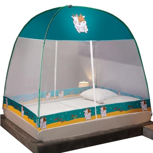 COLseller Haushalt Tragbare Mückennetz Faltdesign Einfache Installation Doppelbett Pop up Moskitoschutz Fliegennetz Großes Moskitonetz,Green,150 x 200 cm von COLseller