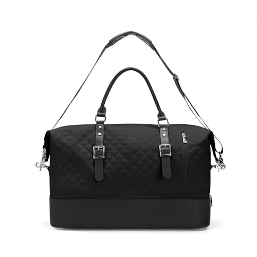 COLseller Reisetasche Damen Cabin Bag Sporttasche mit Nassfach Schuhfach Reisetasche Tasche für Flugzeug Weekender Schwimmtasche,Black von COLseller