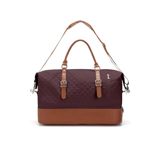 COLseller Reisetasche Damen Cabin Bag Sporttasche mit Nassfach Schuhfach Reisetasche Tasche für Flugzeug Weekender Schwimmtasche,Brown von COLseller