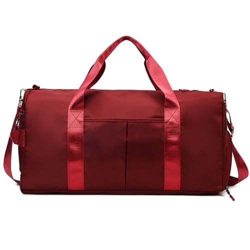 COLseller Reisetasche Damen Sporttasche Schwimmtasche Wasserdicht Weekender Bag Travel Bag mit Kulturtasche Schuhfach für Flugzeug Reisen,Red von COLseller