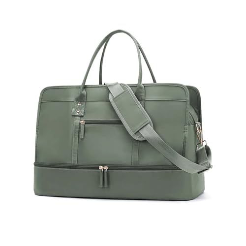 COLseller Reisetasche Damen Weekender Bag mit Schuhfach und Nassfach Sport Tasche für Reisen Gym Urlaub Übernachtung,Green von COLseller