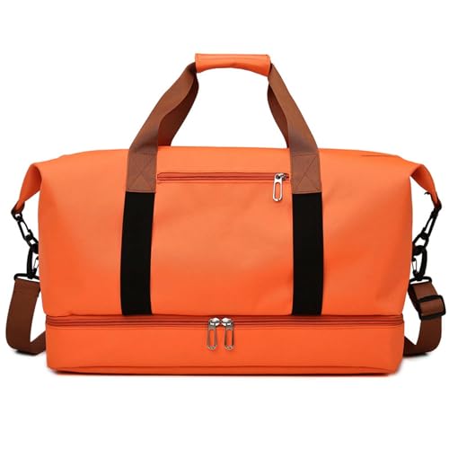 COLseller Reisetasche Foldybag Weekender Bag Damen Tragetasche Sporttasche mit Kulturtasche für Kurze Reisen, Airline, Krankenhaus, Strand,Orange von COLseller