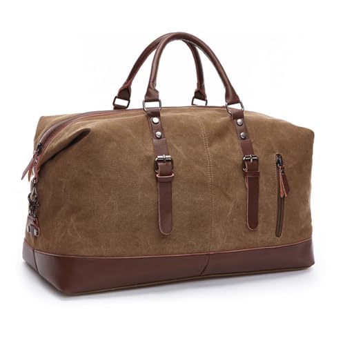 COLseller Sport Duffel Bag Damen Handgepäck Tasche Weekender Bag Travel Bag mit Kulturtasche Schuhfach für Flugzeug Reisen,Brown von COLseller