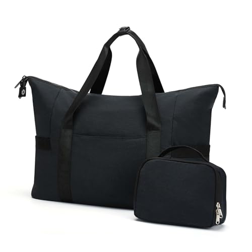 COLseller Sporttasche Damen Reisetasche Sporttasche mit Nassfach Schuhfach Reisetasche Tasche für Flugzeug Weekender Schwimmtasche,Black von COLseller