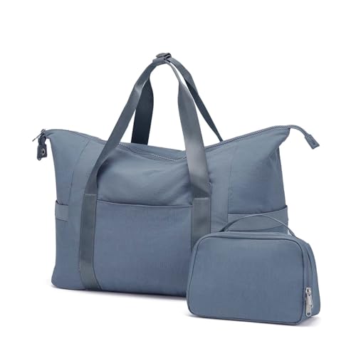 COLseller Sporttasche Damen Reisetasche Sporttasche mit Nassfach Schuhfach Reisetasche Tasche für Flugzeug Weekender Schwimmtasche,Blue von COLseller
